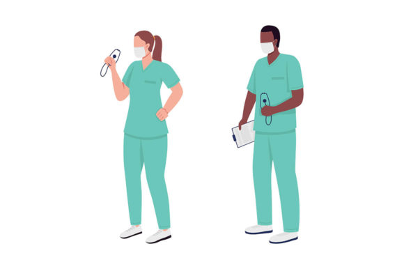 Medical Workers Flat Character Set Graphics & Illustrations