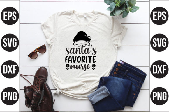 Santas Favorite Nurse Graphics & T-Shirt Designs